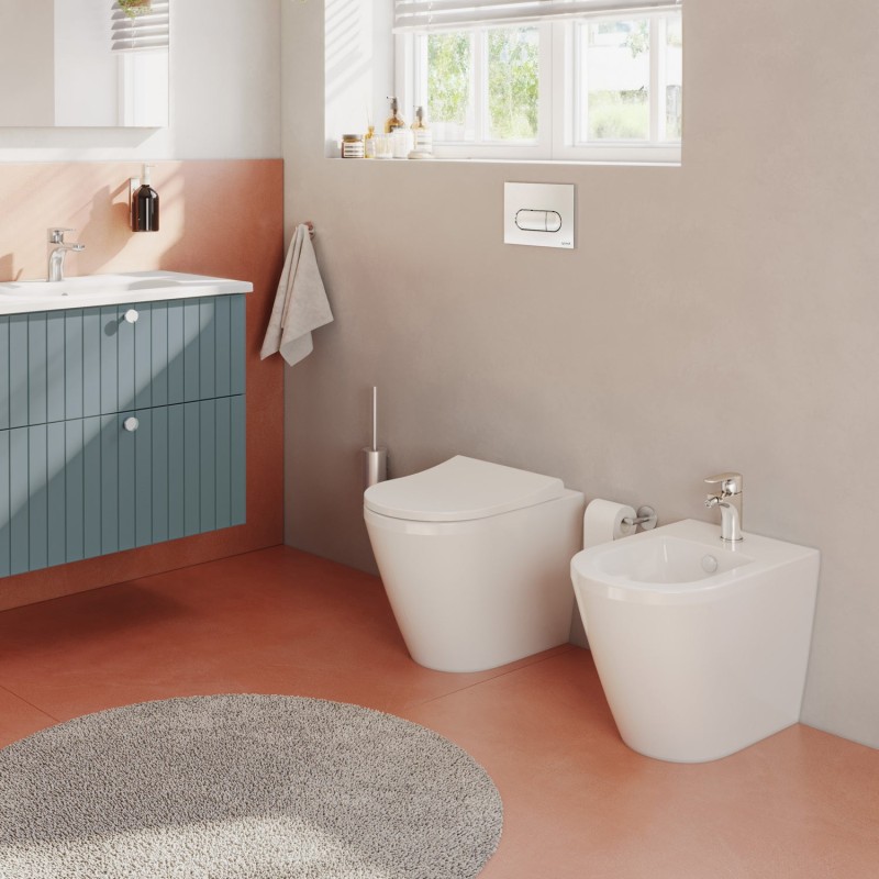 Paire de WC et bidet en céramique avec siège à fermeture progressive - Integra Round | Vitra Paire de WC et bidet en céramique avec siège à fermeture progressive - Integra Round | Vitra