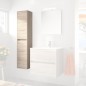 Colonne de salle de bain suspendue 140x30 cm avec 4 étagères en verre coloris chêne clair Caledonia - Soria Colonne de salle de bain suspendue 140x30 cm avec 4 étagères en verre coloris chêne clair Caledonia - Soria