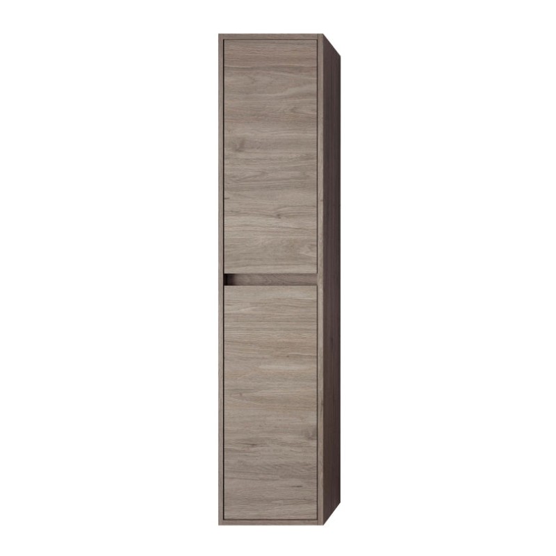Colonne de salle de bain suspendue 140x30 cm avec 4 étagères en verre coloris chêne foncé Eternity - Soria Colonne de salle de bain suspendue 140x30 cm avec 4 étagères en verre coloris chêne foncé Eternity - Soria