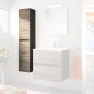 Colonne de salle de bain suspendue 140x30 cm avec 4 étagères en verre coloris chêne foncé Eternity - Soria Colonne de salle de bain suspendue 140x30 cm avec 4 étagères en verre coloris chêne foncé Eternity - Soria