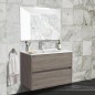 Meuble de salle de bain suspendu 70x45 cm en chêne foncé avec 2 tiroirs et lavabo inclus - Soria Meuble de salle de bain suspendu 70x45 cm en chêne foncé avec 2 tiroirs et lavabo inclus - Soria