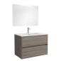 Meuble de salle de bain suspendu 70x45 cm en chêne foncé avec 2 tiroirs et lavabo inclus - Soria Meuble de salle de bain suspendu 70x45 cm en chêne foncé avec 2 tiroirs et lavabo inclus - Soria