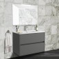 Meuble de salle de bain suspendu gris mat 90x45 cm avec 2 tiroirs et lavabo inclus - Soria Meuble de salle de bain suspendu gris mat 90x45 cm avec 2 tiroirs et lavabo inclus - Soria