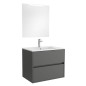 Meuble de salle de bain suspendu gris mat 90x45 cm avec 2 tiroirs et lavabo inclus - Soria Meuble de salle de bain suspendu gris mat 90x45 cm avec 2 tiroirs et lavabo inclus - Soria