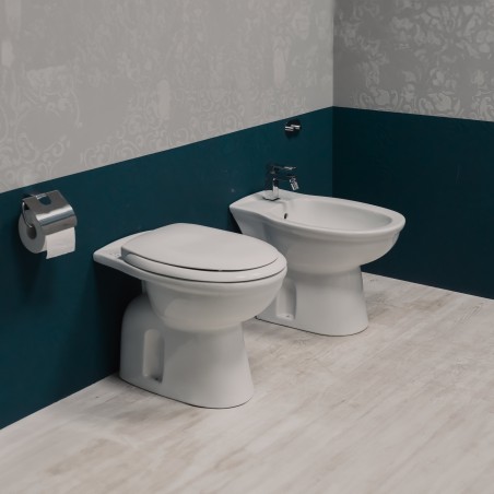 Paire de sanitaires traditionnels en céramique sur pied série Karla