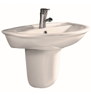 Lavabo monotrou blanc Rak avec demi-pédalier en céramique Karla 65x51 cm