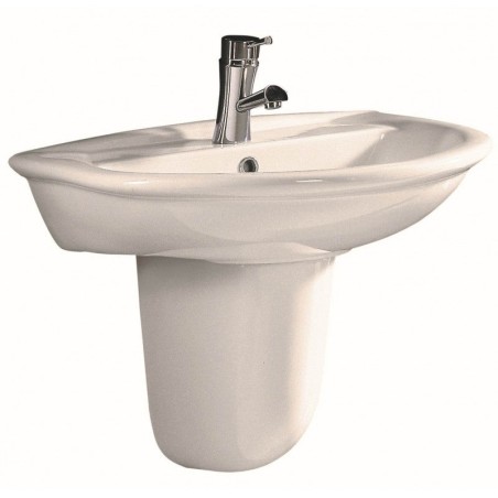 Lavabo monotrou blanc Rak avec demi-pédalier en céramique Karla 65x51 cm