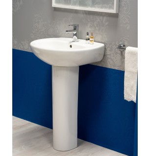 Lavabo monotrou blanc Rak avec socle en céramique Karla 65x51 cm