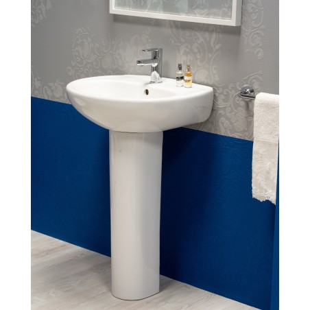 Lavabo monotrou blanc Rak avec socle en céramique Karla 65x51 cm