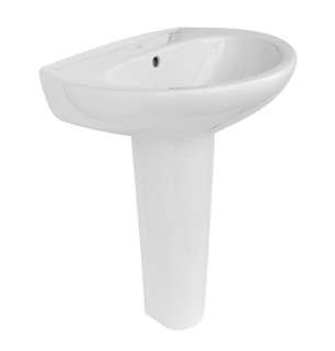 Lavabo monotrou avec piédestal en céramique 55x 43 cm blanc Magic