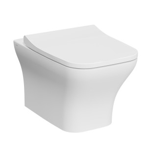WC suspendu sans rebord de 54 cm avec siège thermodurcissable blanc Mia Square