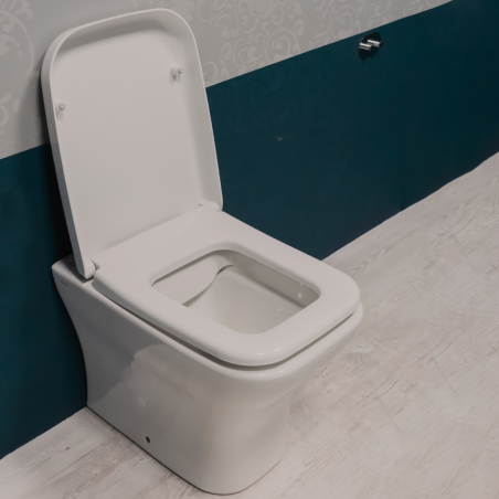 WC sans rebord de 54 cm avec siège Soft Close thermodurcissable blanc Mia Square