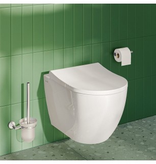WC suspendu sans rebord de 54 cm avec siège à fermeture progressive blanc Mia Round