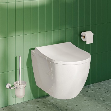 WC suspendu sans rebord de 54 cm avec siège à fermeture progressive blanc Mia Round