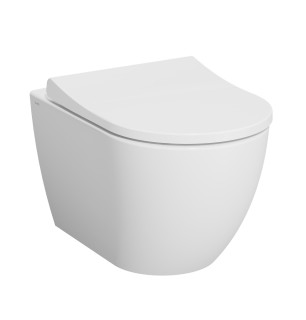 WC suspendu sans rebord de 54 cm avec siège à fermeture progressive blanc Mia Round