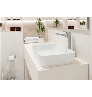 Lavabo rectangulaire à poser en céramique blanc 505 mm - Giasyn