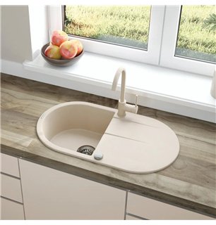 Mélangeur de cuisine beige avec bec pivotant en laiton - Letita