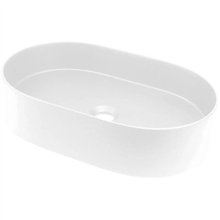 Lavabo ovale en granit avec plan de travail série Silia - Couleur : blanc albâtre