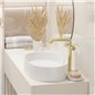 Lavabo ovale de 55 cm en granit blanc albâtre avec plan - Delia Lavabo ovale de 55 cm en granit blanc albâtre avec plan - Delia