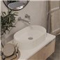 Lavabo ovale de 55 cm en granit blanc albâtre avec plan - Delia Lavabo ovale de 55 cm en granit blanc albâtre avec plan - Delia