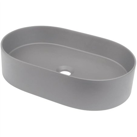 Lavabo ovale en granit avec plan de travail série Silia - Couleur : Gris métallisé