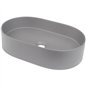 Lavabo ovale de 55 cm en granit gris métallisé avec plan - Delia Lavabo ovale de 55 cm en granit gris métallisé avec plan - Delia