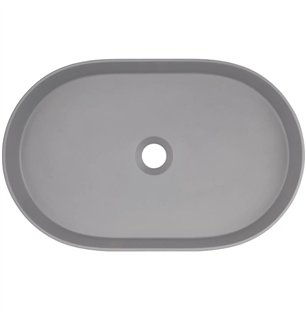 Lavabo ovale de 55 cm en granit gris métallisé avec plan - Delia