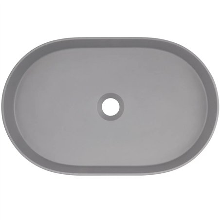 Lavabo ovale de 55 cm en granit gris métallisé avec plan - Delia