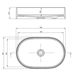 Lavabo ovale en granit noir de 55 cm avec plan - Delia