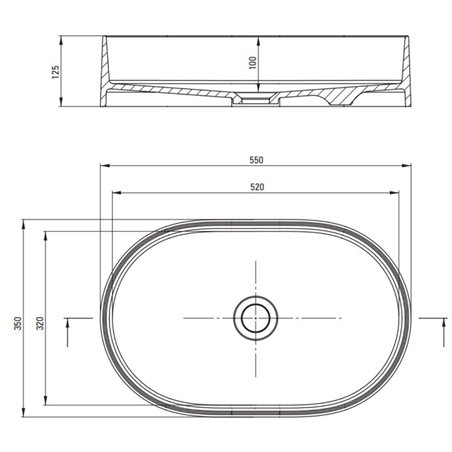Lavabo ovale en granit noir de 55 cm avec plan - Delia