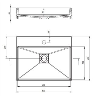 Lavabo rectangulaire en granit avec plan de travail série Correo - Couleur : Noir - Taille : 50x40 cm