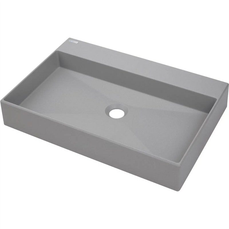 Lavabo rectangulaire en granit gris métallisé 60x40 cm avec plan - Sofyro Lavabo rectangulaire en granit gris métallisé 60x40 cm avec plan - Sofyro