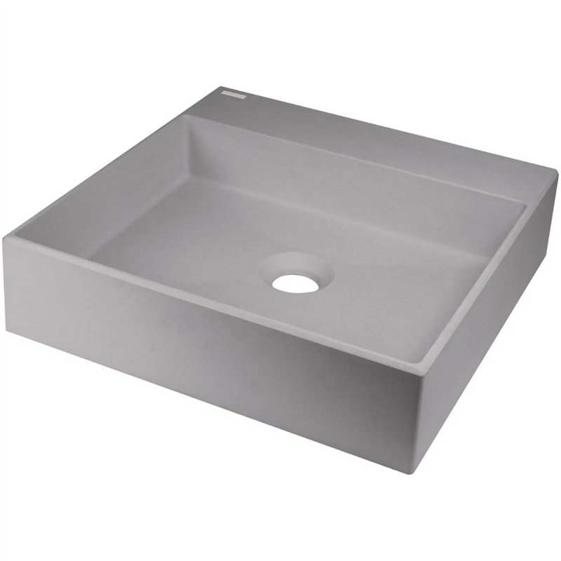 Lavabo carré en granit avec plan de travail 40x40 cm gris métallisé - Sofyro Lavabo carré en granit avec plan de travail 40x40 cm gris métallisé - Sofyro