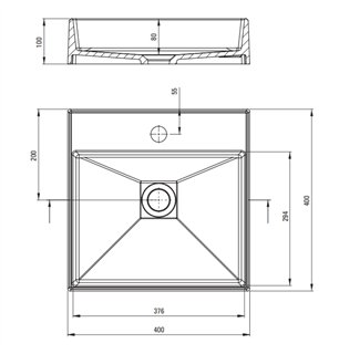 Lavabo carré en granit avec plan de travail série Correo - Couleur : Gris anthracite