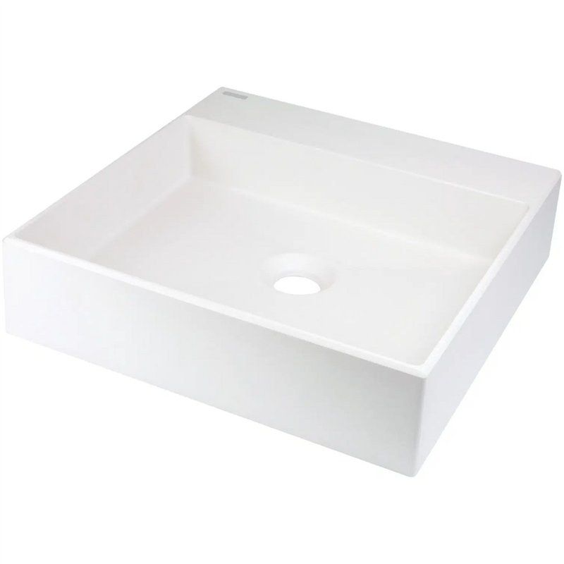 Lavabo carré en granit avec plan de travail 40x40 cm blanc albâtre - Sofyro Lavabo carré en granit avec plan de travail 40x40 cm blanc albâtre - Sofyro