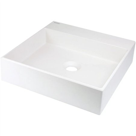 Lavabo carré en granit avec plan de travail 40x40 cm blanc albâtre - Sofyro