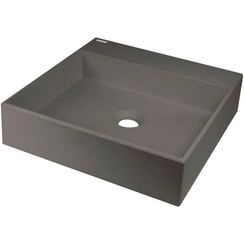 Lavabo carré en granit avec plan de travail 40x40 cm anthracite métallique - Sofyro Lavabo carré en granit avec plan de travail 40x40 cm anthracite métallique - Sofyro