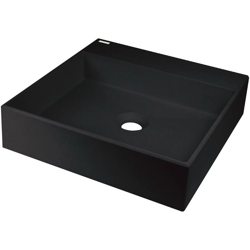 Lavabo carré en granit avec plan de travail 40x40 cm noir - Sofyro Lavabo carré en granit avec plan de travail 40x40 cm noir - Sofyro
