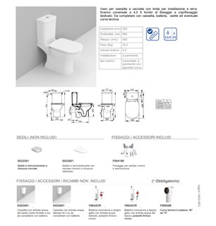 WC sur pied monobloc en céramique 36,5x66,5 cm - Gemma 2 | Ceramica Dolomite