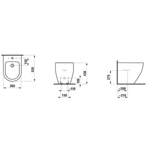 Bidet mural en céramique blanche 36x53 cm - Pro | Laufen