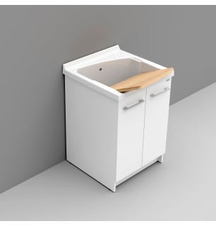 Meuble sous-lavabo 61x61 cm avec plateau - Revine mélamine
