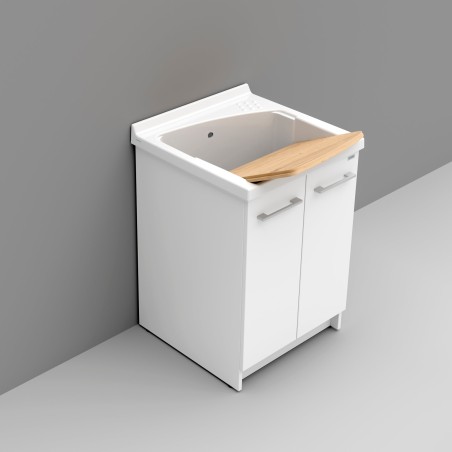 Meuble sous-lavabo 61x61 cm avec plateau - Revine mélamine