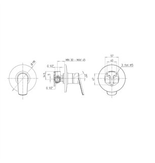 Mitigeur de douche encastré en laiton chromé Ø116 mm - Lago | Piralla
