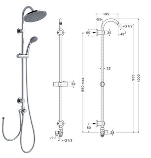 Kit colonne de douche chromée avec inverseur Ø22 mm - CL2118 | Sphera