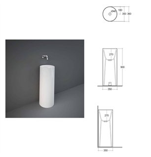Lavabo rond à poser 36xH90 cm blanc - Petit | RAK Ceramics