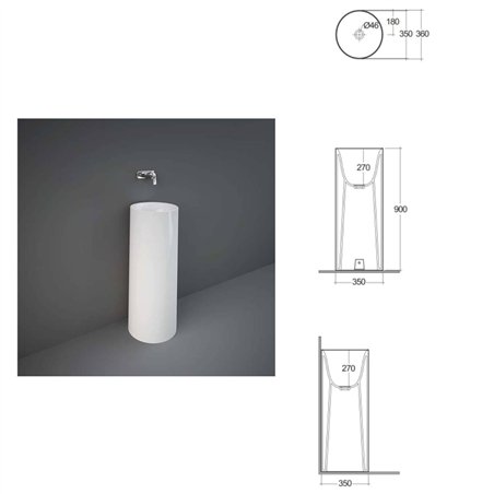 Lavabo rond à poser 36xH90 cm blanc - Petit | RAK Ceramics