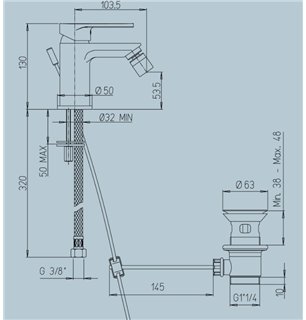 Mitigeur de bidet pivotant en laiton chromé - Série Alba | Jacuzzi