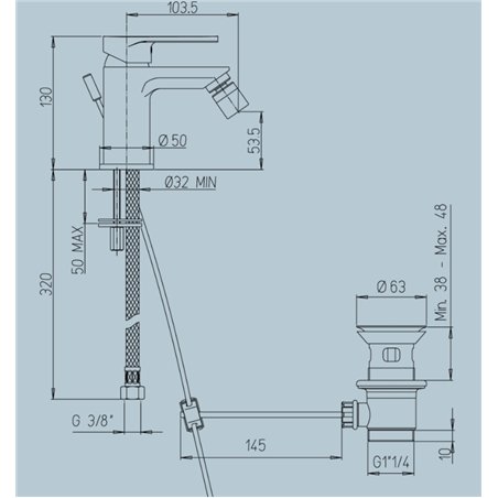Mitigeur de bidet pivotant en laiton chromé - Série Alba | Jacuzzi