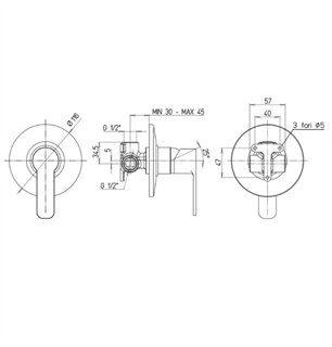 Mitigeur encastré de douche chromé avec plaque - Eolo | Jacuzzi