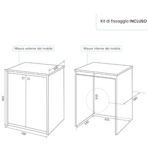 Armoire blanche pour lave-linge avec portes magnétiques 70x60x94H cm